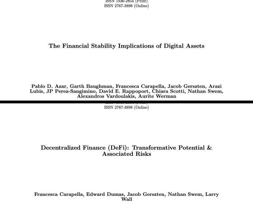 Fed Papers on DeFi and Financial Stability